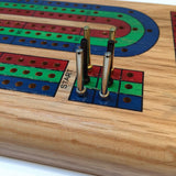 Classic Cribbage Set - Solid Wood Continuous 3 Track Board w/Pegs