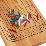 Classic Cribbage Set - Solid Wood Continuous 4 Track Board w/Pegs